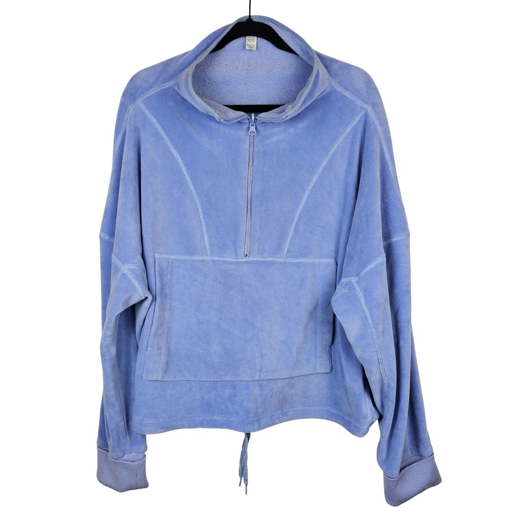Zyia Active Women's XXL Periwinkle Blue Half Zip Fleece Pullover Kangaroo Pocket